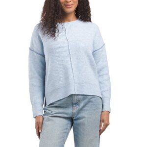 THEO & SPENCE Dark Blue Exposed Seam Crew Neck Sweater